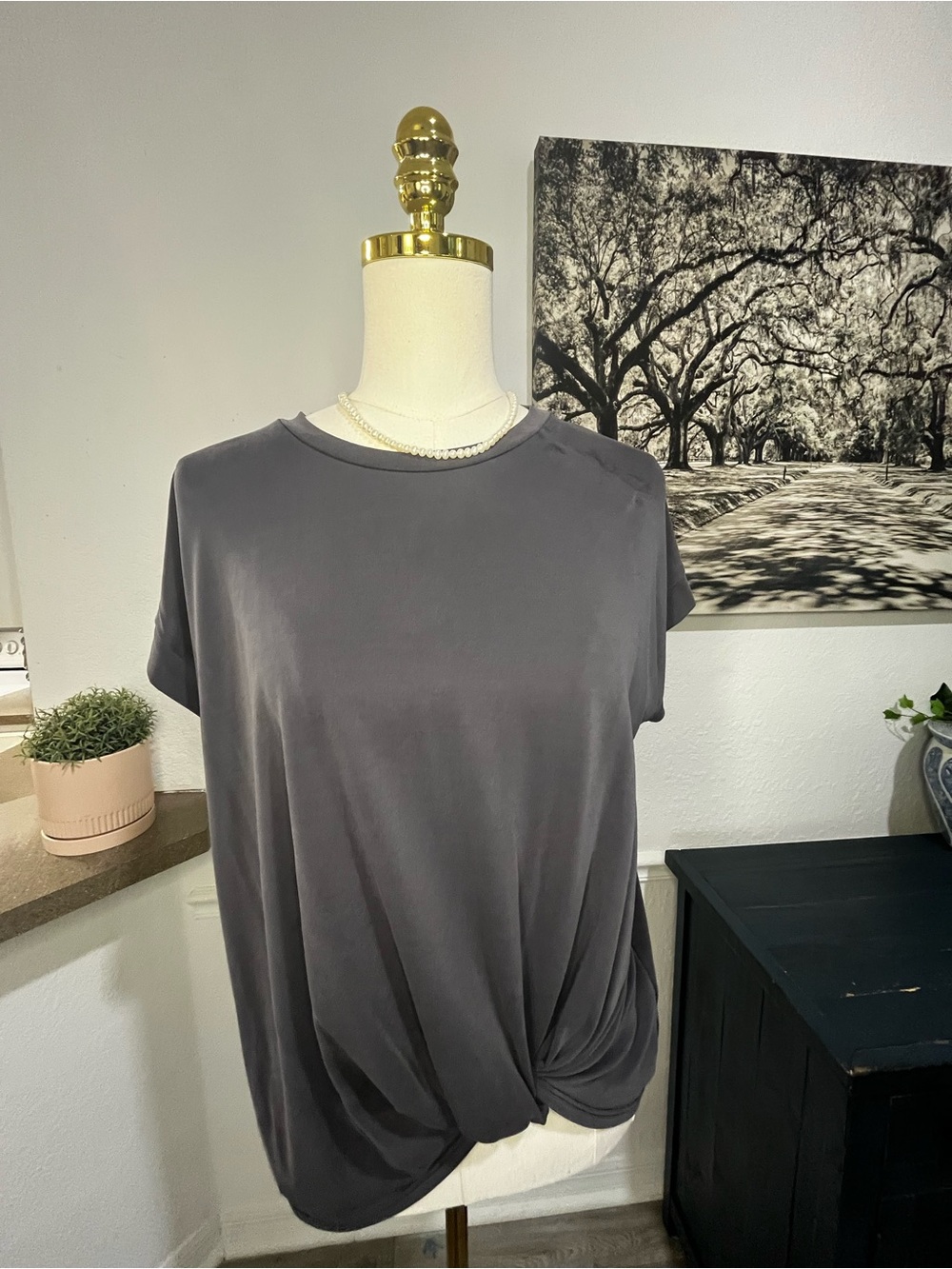 COA Short Sleeve Twist Front Tee - Gray size 3